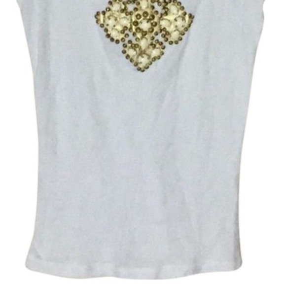 🎄Y2K Twisted Heart Embellished Cross White Tank Medium 4-6 - Picture 3 of 10